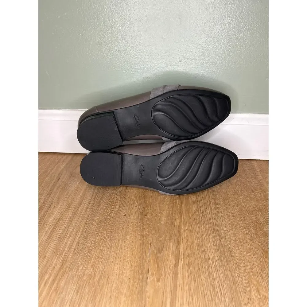 Clarks Collection Womens 5 Juliet Rose Loafer Gray Leather Comfort Slip On